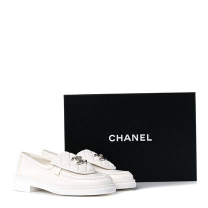Chanel Lambskin Quilted CC Turnlock Loafers 35.5 White 9 of 9