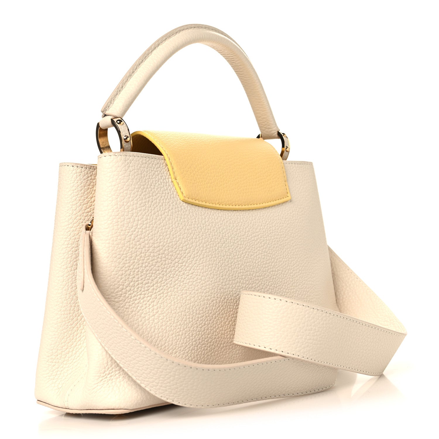 Louis Vuitton Taurillon Capucines MM Cream Plume Yellow 3 of 9