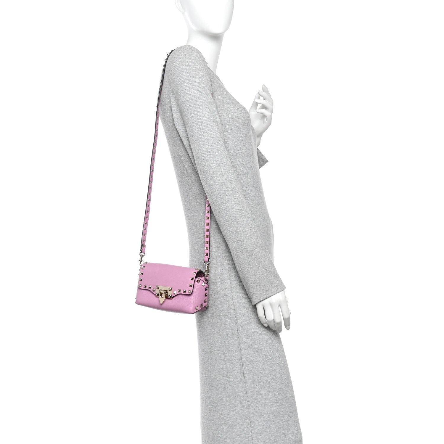 Valentino Garavani Pebbled Calfskin Mini Rockstud Crossbody Bag Giacinto 2 of 12
