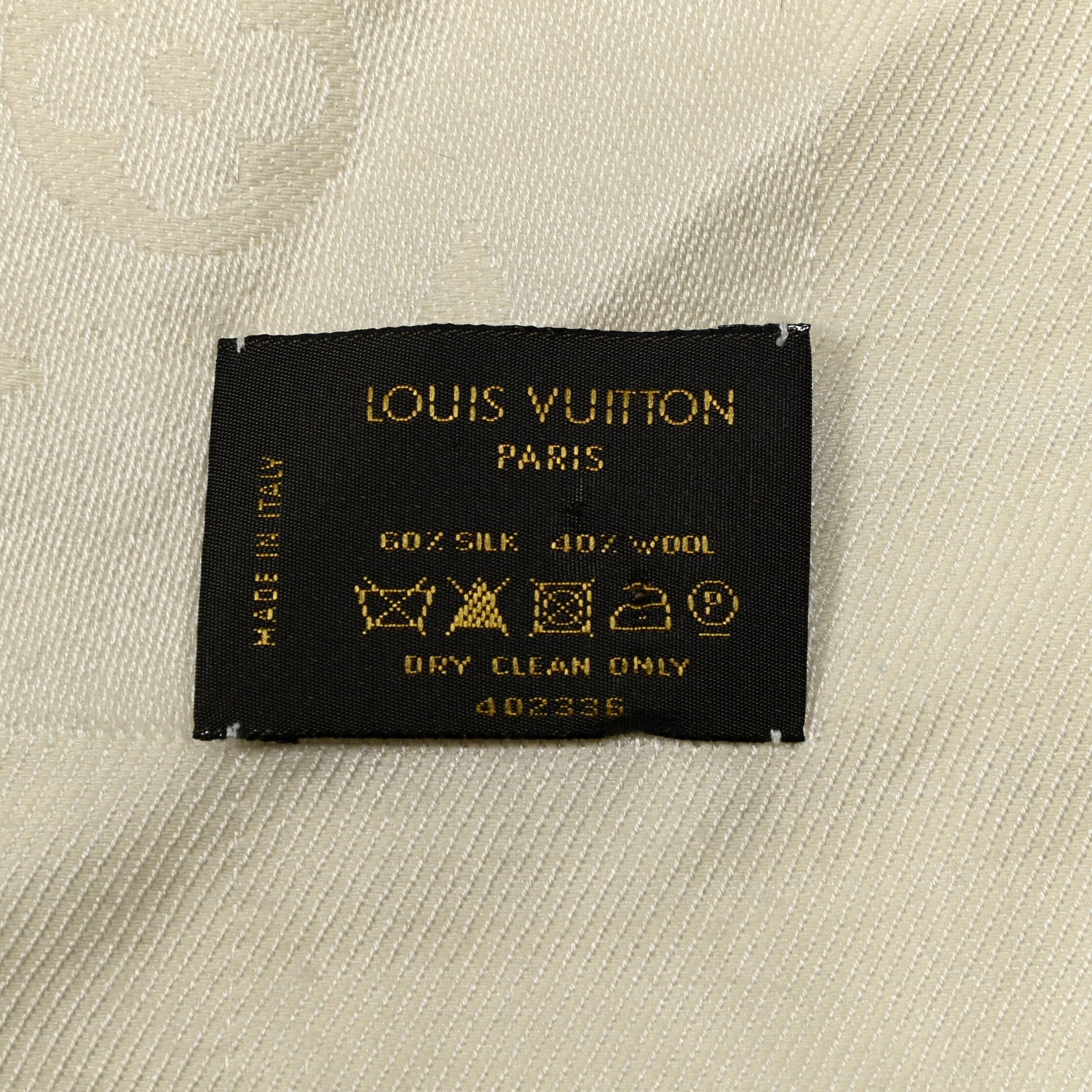 Louis Vuitton Silk Wool Monogram Shawl Beige 3 of 4