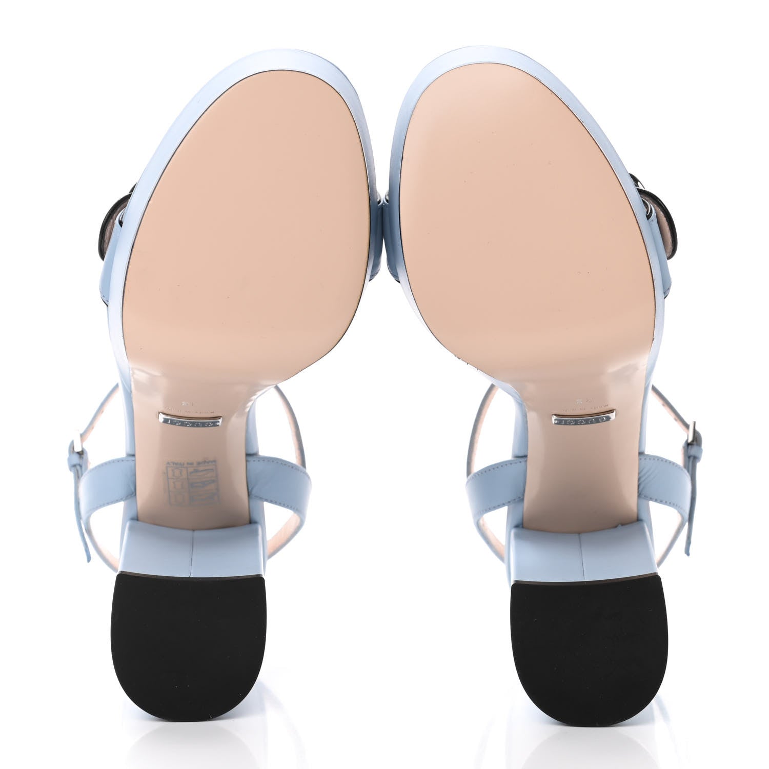 Gucci Calfskin GG Marmont Ankle Wrap 30/115mm Platform Sandals 38 Porcelain Light Blue 4 of 4
