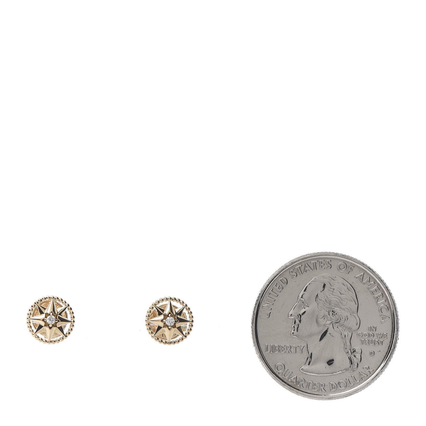 18K Yellow Gold Diamond XS Rose Des Vents Earrings