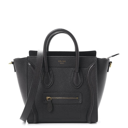Celine Drummed Calfskin Nano Luggage Liquorice 1 of 9
