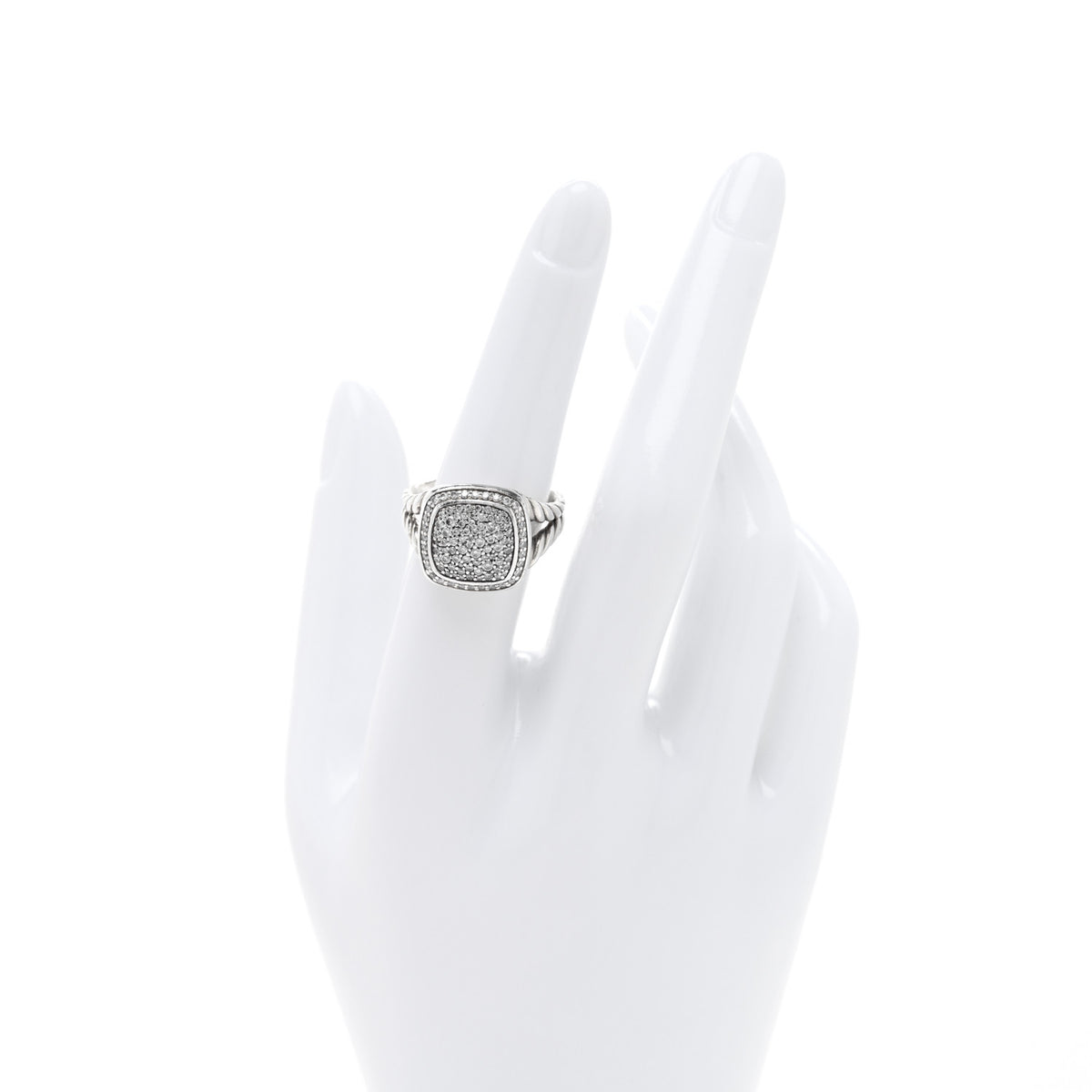 Sterling Silver Diamond 11mm Albion Pave Ring 52 6