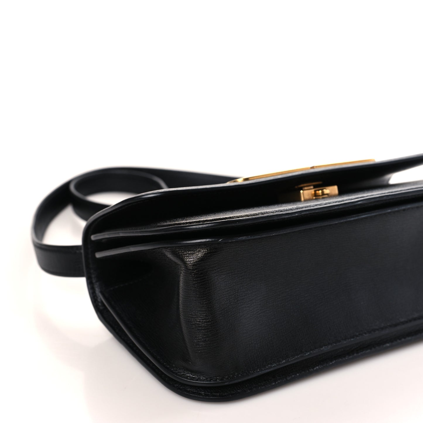 Calfskin Stripe Embossed Small Gossip Bag Black