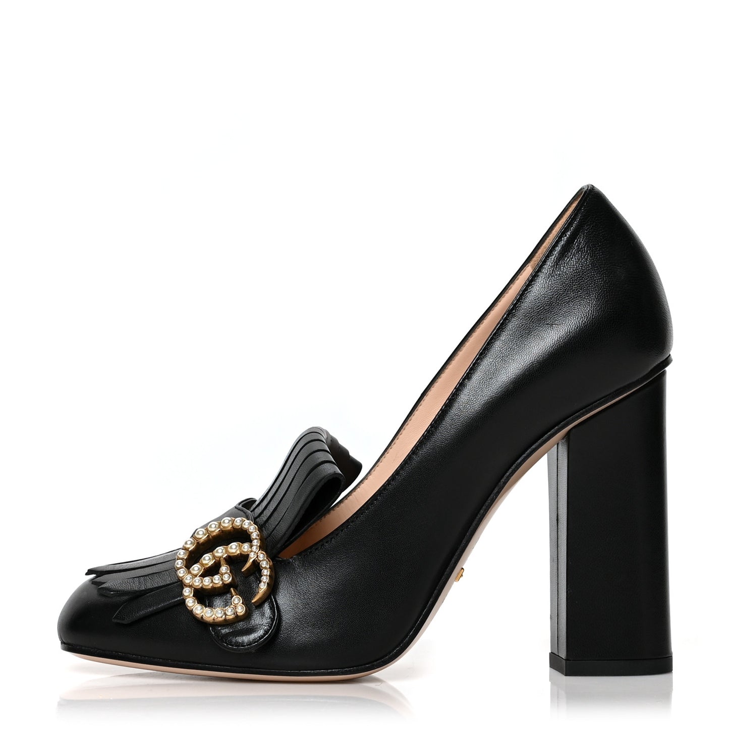 Malaga Kid Pearly GG Marmont Fringe 105mm Loafer Pumps 38.5 Black