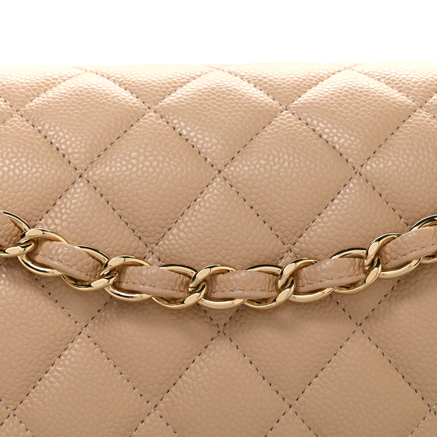 Caviar Quilted Jumbo Double Flap Beige