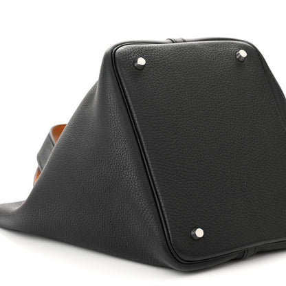 Hermes Taurillon Clemence Picotin Lock 22 MM Black Gold 9 of 10