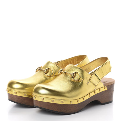 Gucci Metallic Nappa Horsebit Amstel Slingback Clogs 36 Oro Vecchio 3 of 7