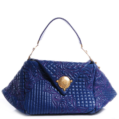 Versace Leather Quilted Vanitas Bag Midnight Blue 1 of 7