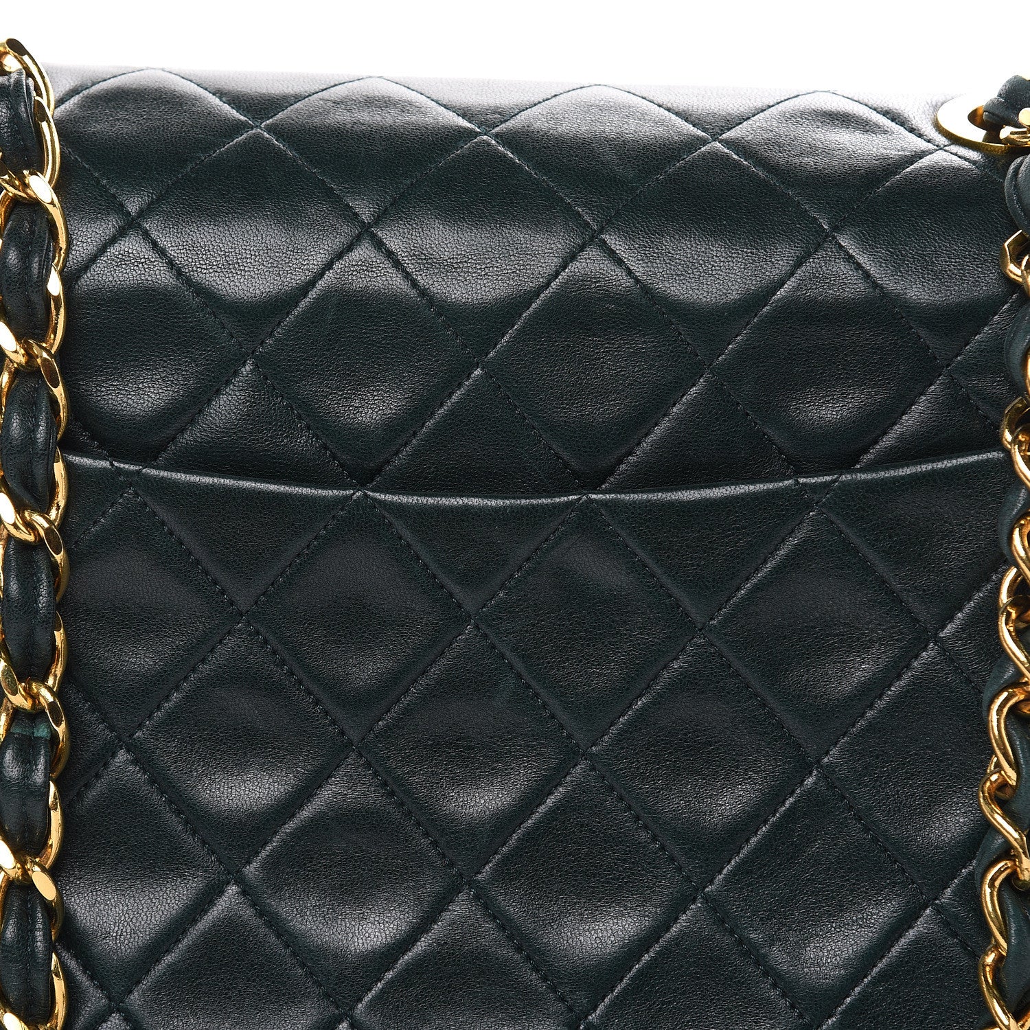 Chanel Lambskin Quilted XL Jumbo Single Flap Green 17 of 18