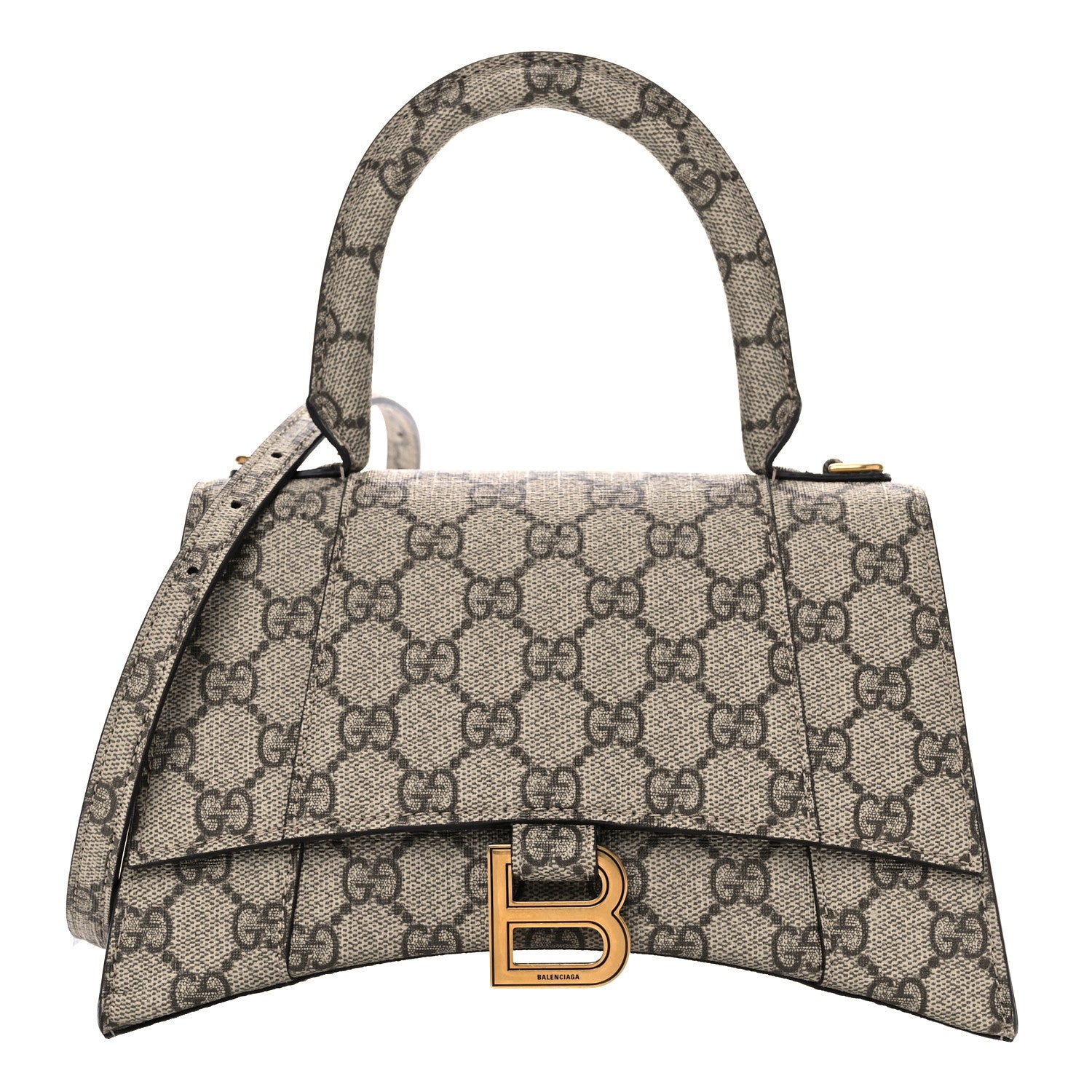 Balenciaga X GUCCI GG Supreme Monogram Small Hourglass Top Handle Bag Beige Ebony 1 of 10