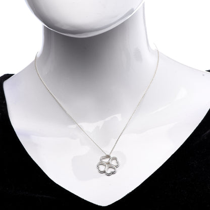 Tiffany Sterling Silver Four Heart Clover Pendant Necklace 2 of 7