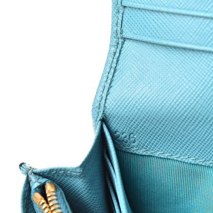 Prada Saffiano Metal Continental Flap Wallet Turchese 7 of 11