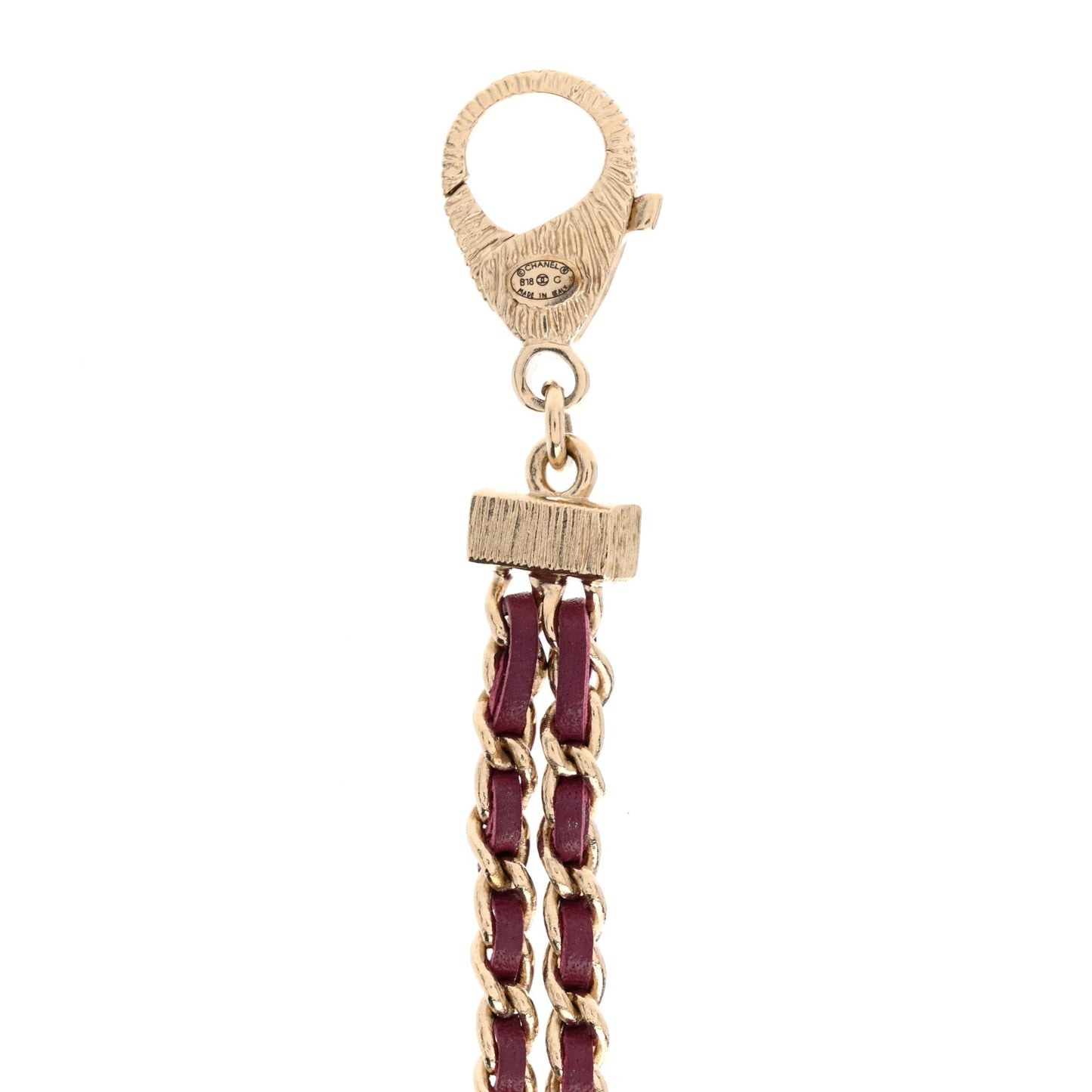 Metal Lambskin CC Chain Link Necklace Dark Pink