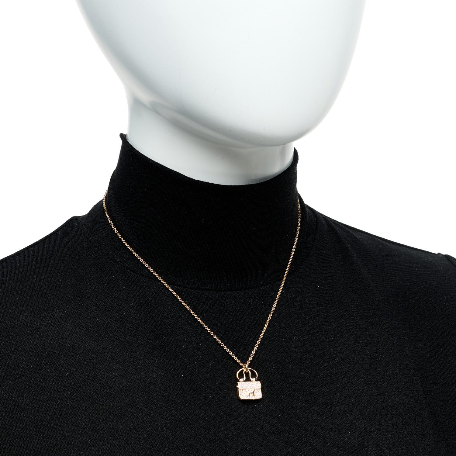 Hermes 18K Rose Gold Diamond Constance Amulette Pendant Necklace 2 of 5