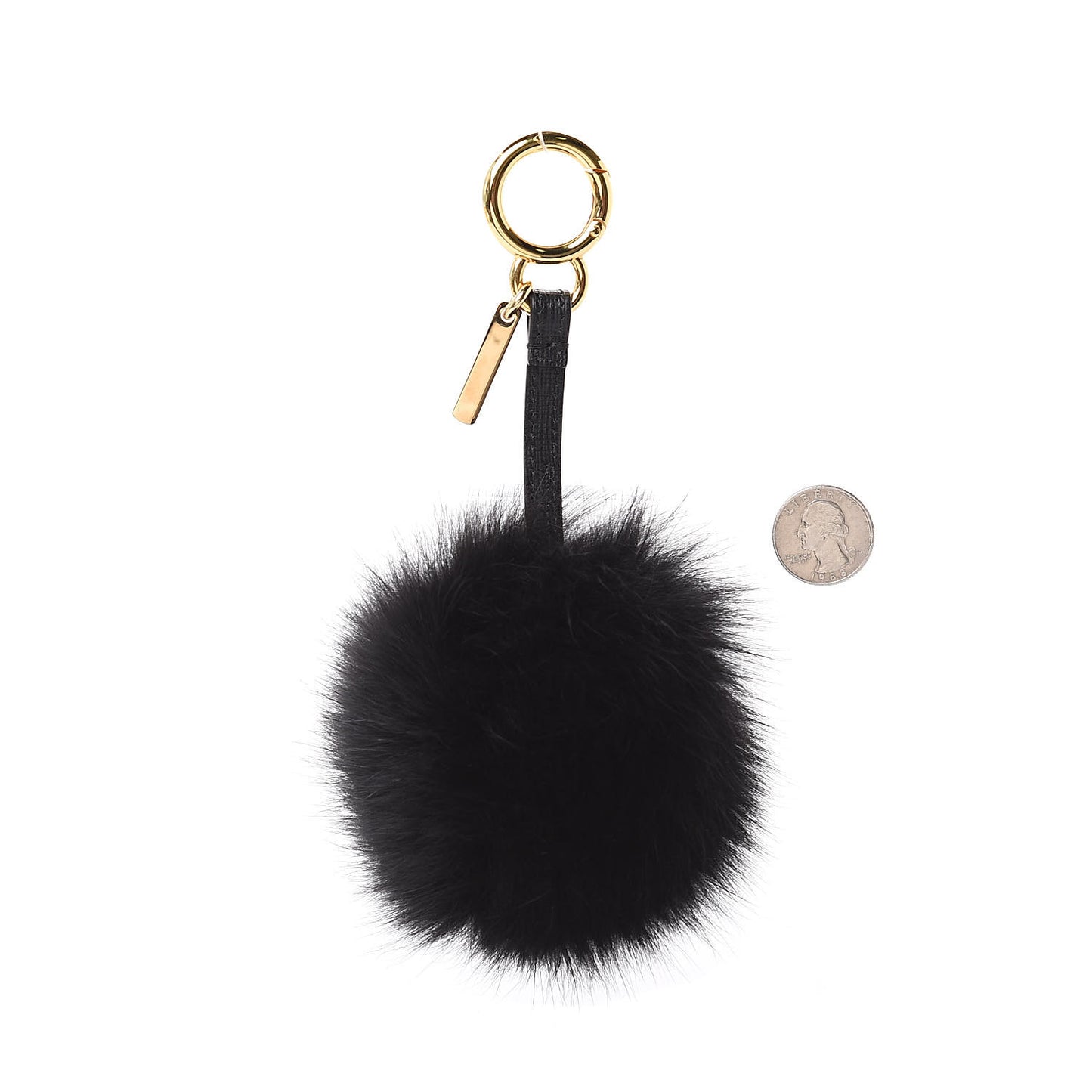 Fox Fur Pom Pom Bag Charm Black