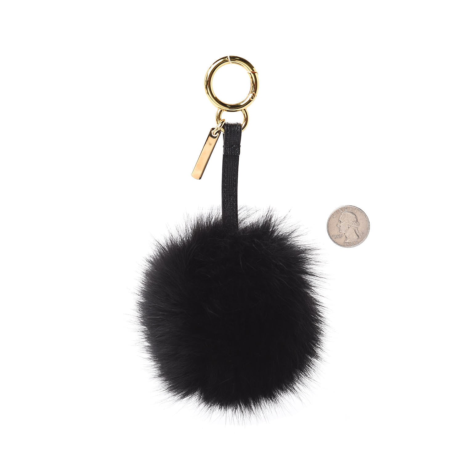 Fendi Fox Fur Pom Pom Bag Charm Black 2 of 4