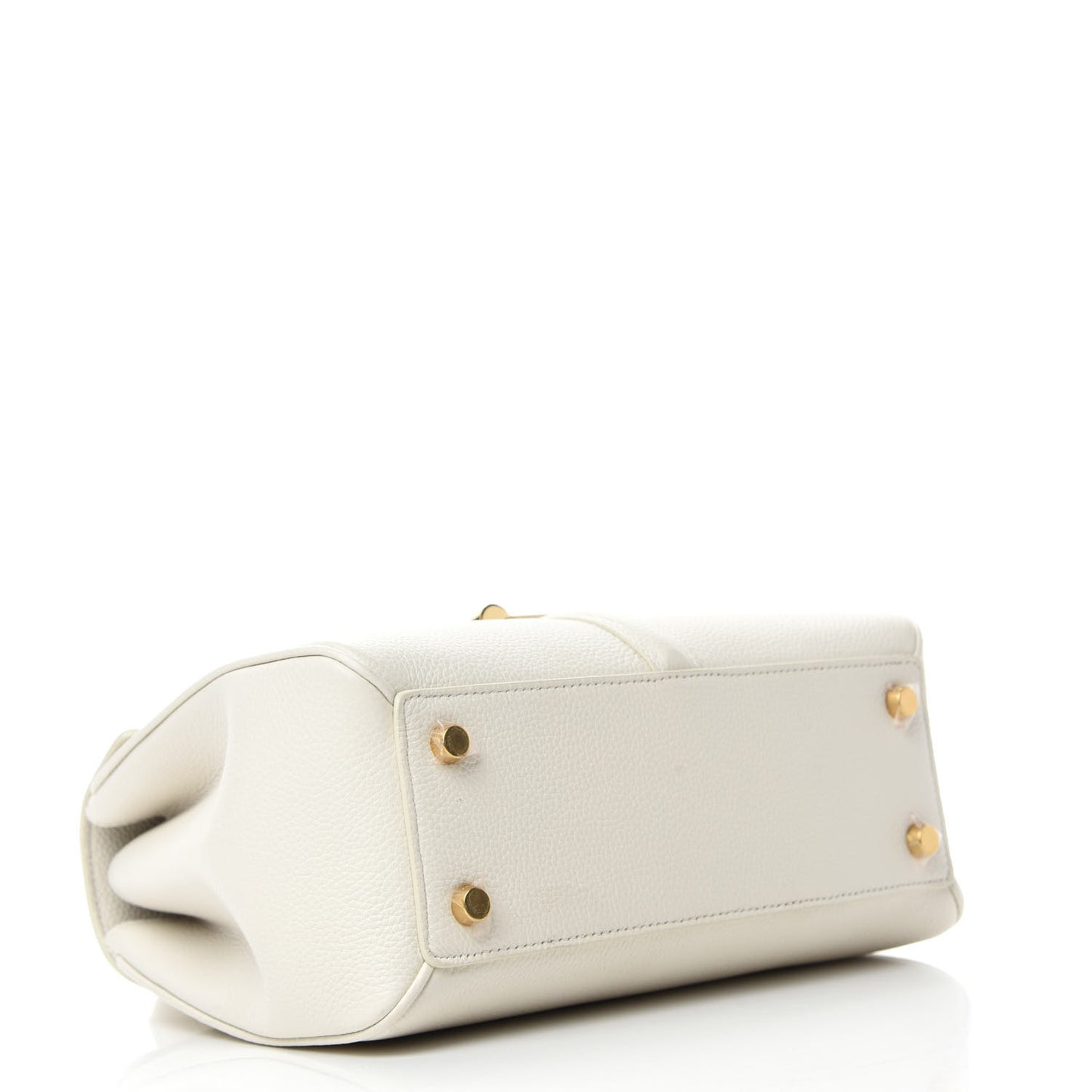 Grained Calfskin Small 16 Top Handle Bag White