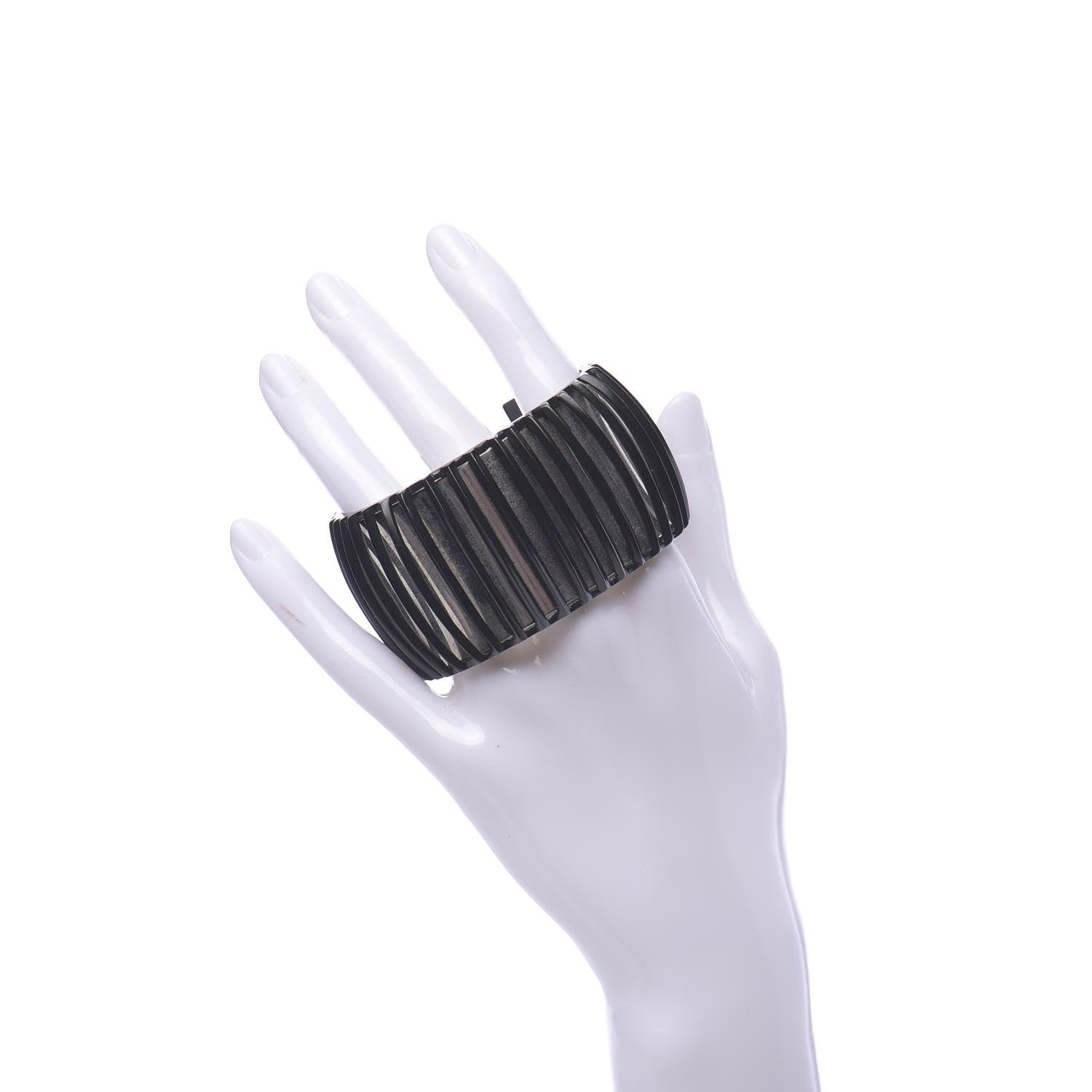 Chanel Metal Resin Cage Cuff Black 2 of 4
