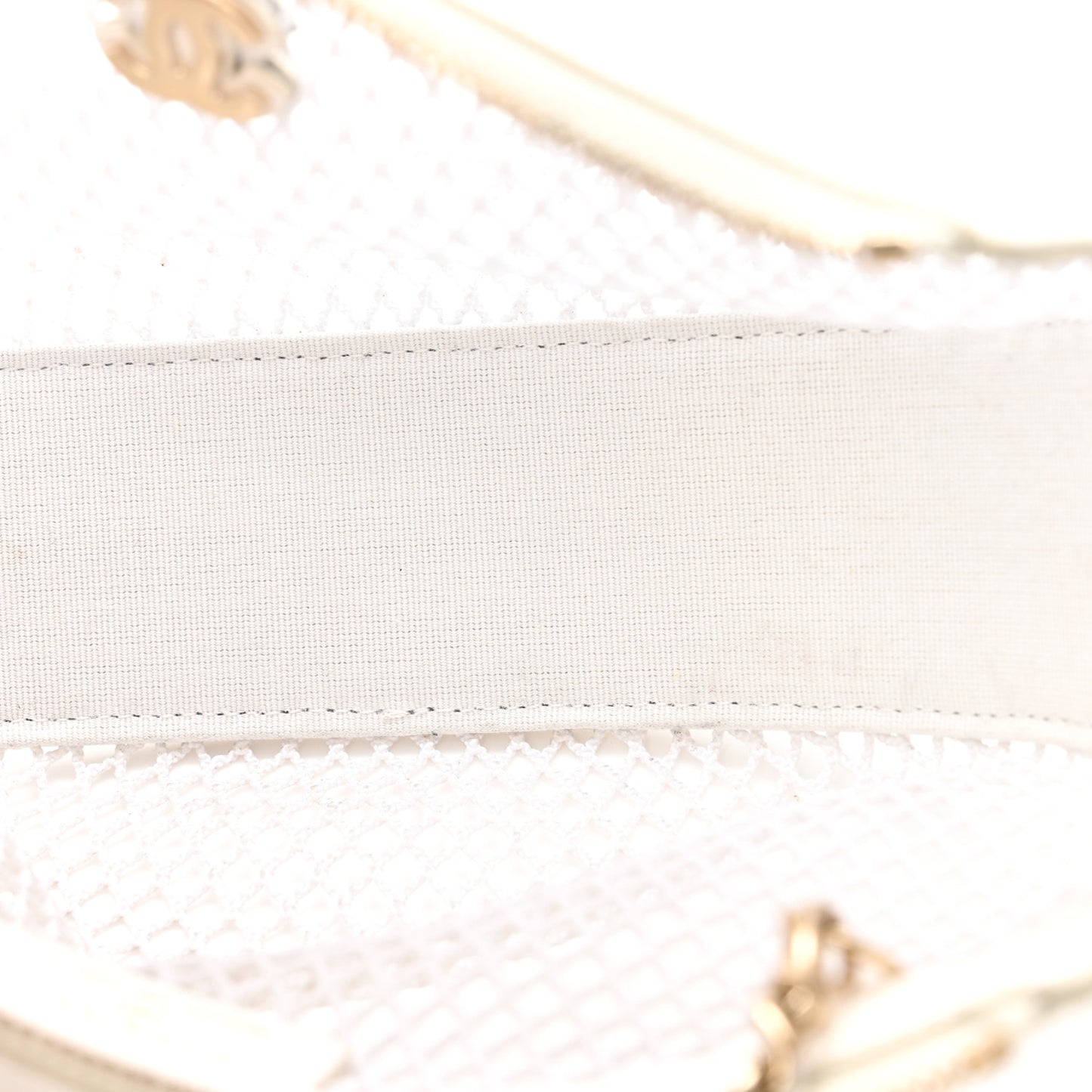 Mesh Shiny Lambskin Chain Hobo White