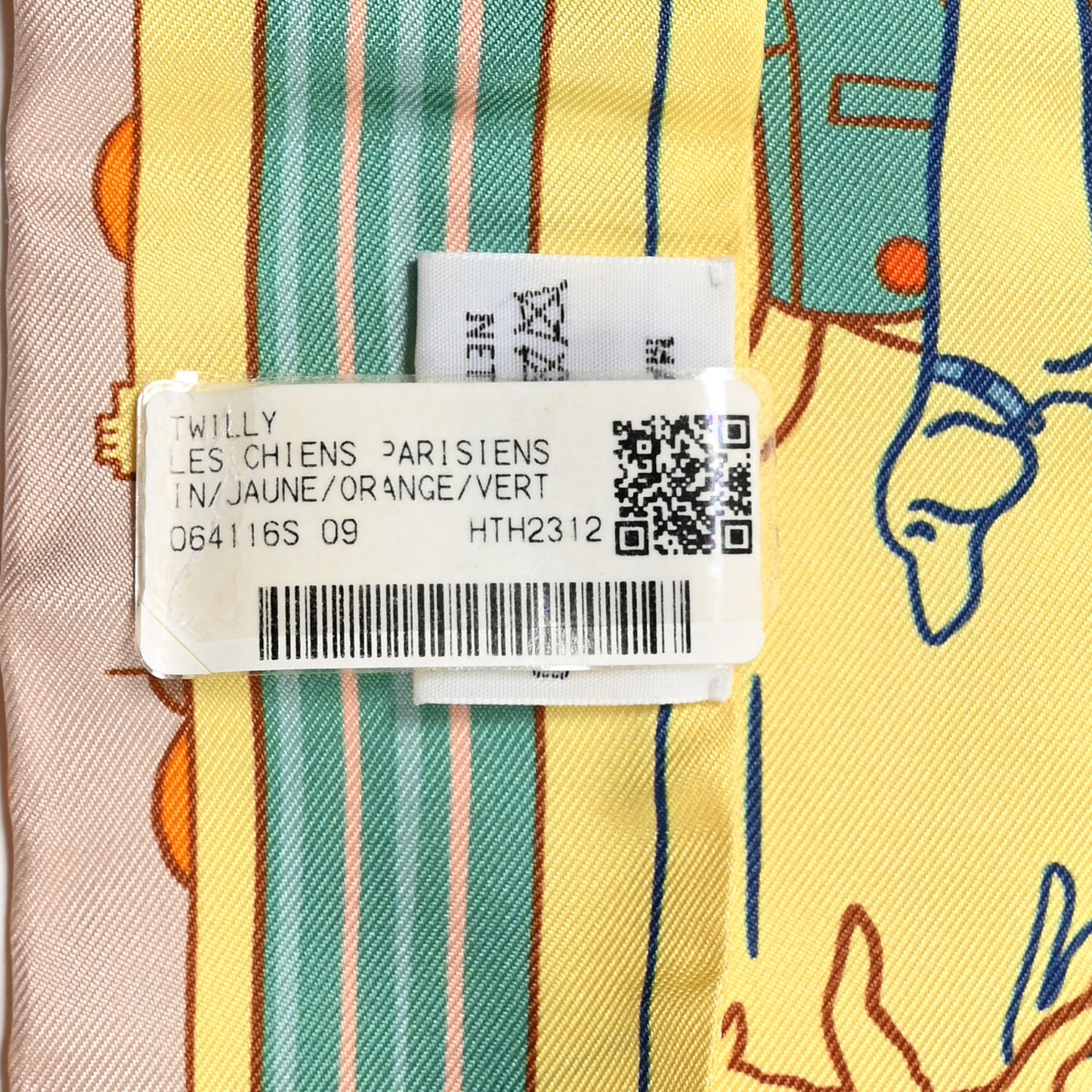 Silk Les Chiens Parisiens Twilly Jaune Orange Vert