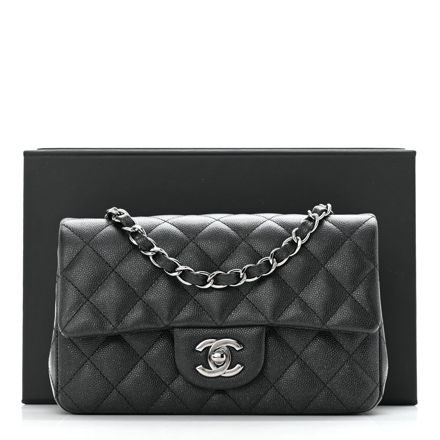Chanel Iridescent Caviar Quilted Mini Rectangular Flap Black 12 of 12