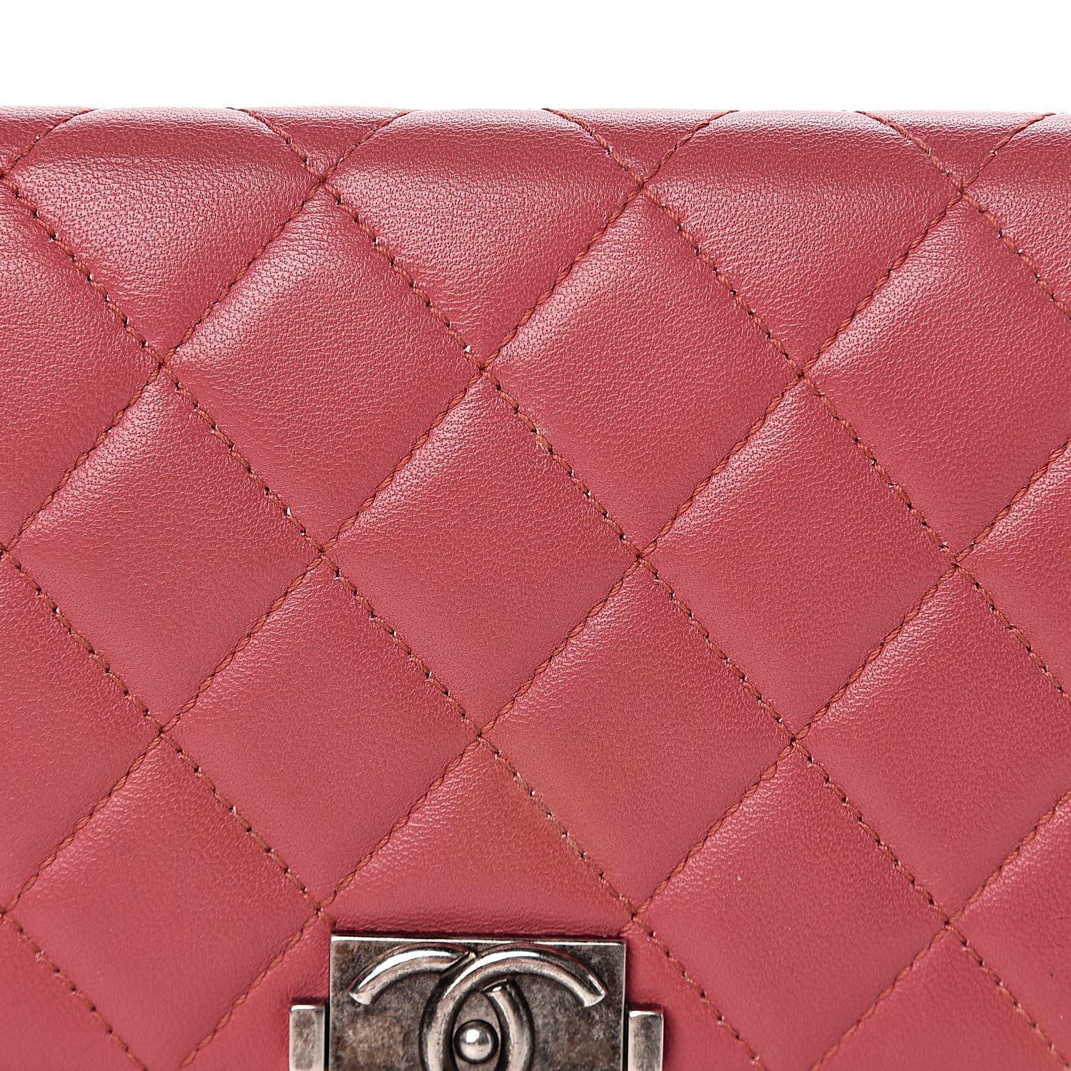 Chanel Lambskin Quilted Boy Yen Wallet Pink 10 of 14