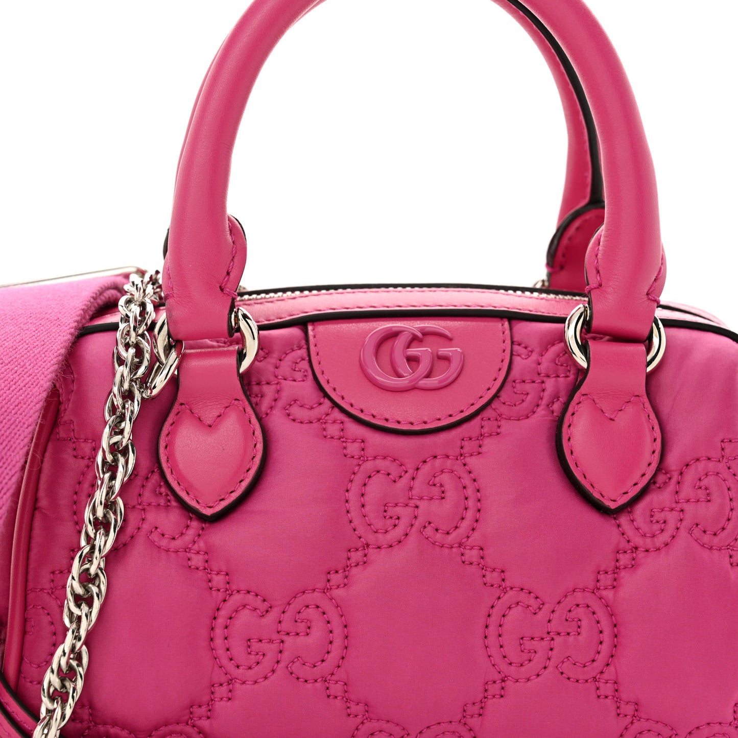 Nylon Calfskin Enamel GG Matelasse Mini Bowler Bag Lovely