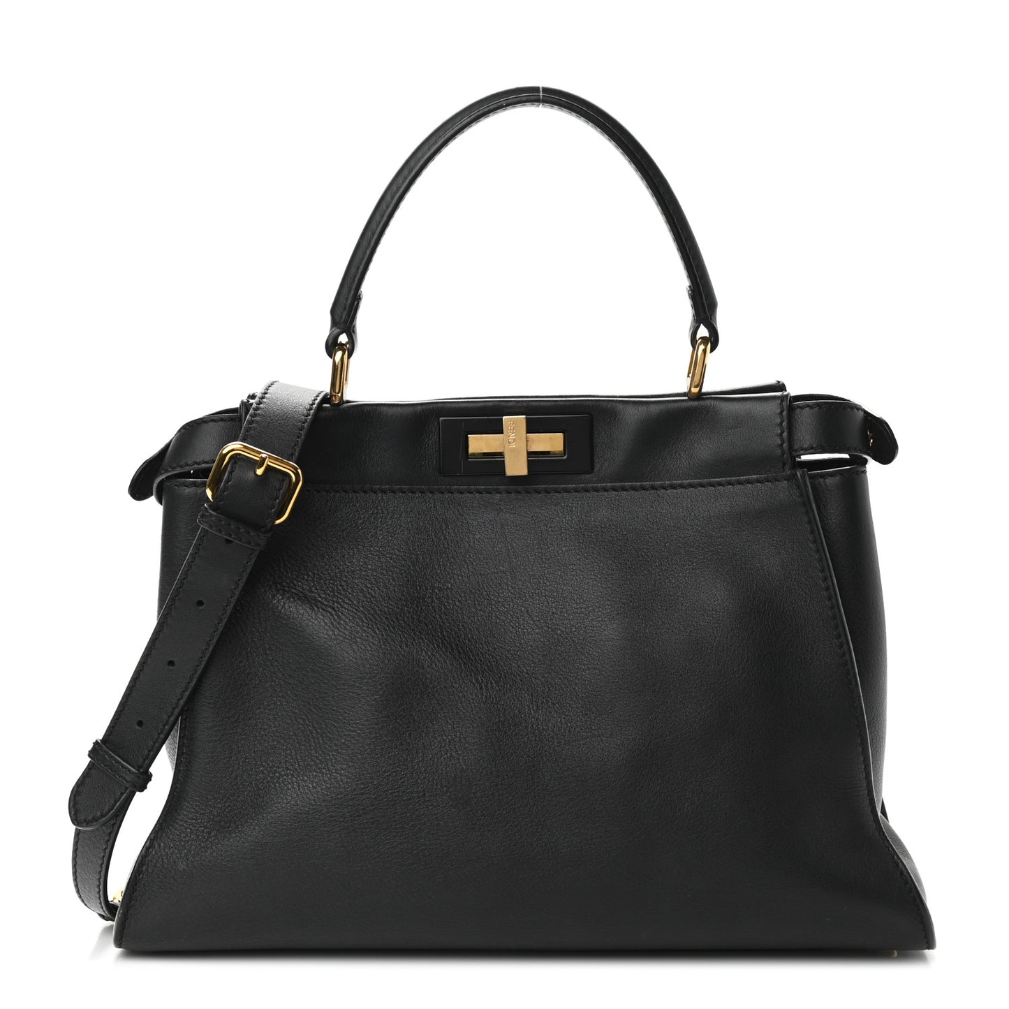 Vitello Seta Shiny Nappa Medium Peekaboo Iconic Satchel Black