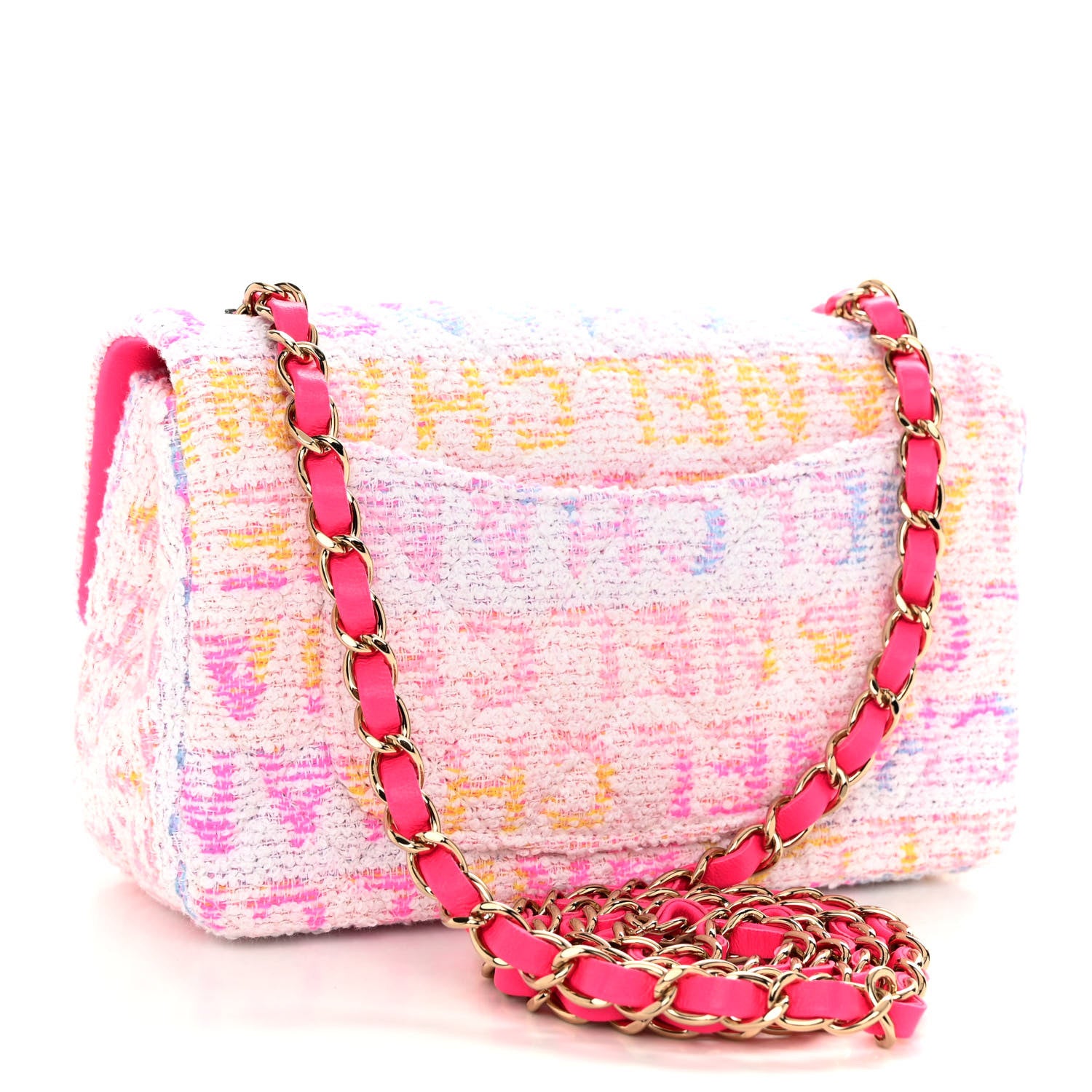 Chanel Tweed Quilted Mini Rectangular Flap Pink Multicolor 3 of 10