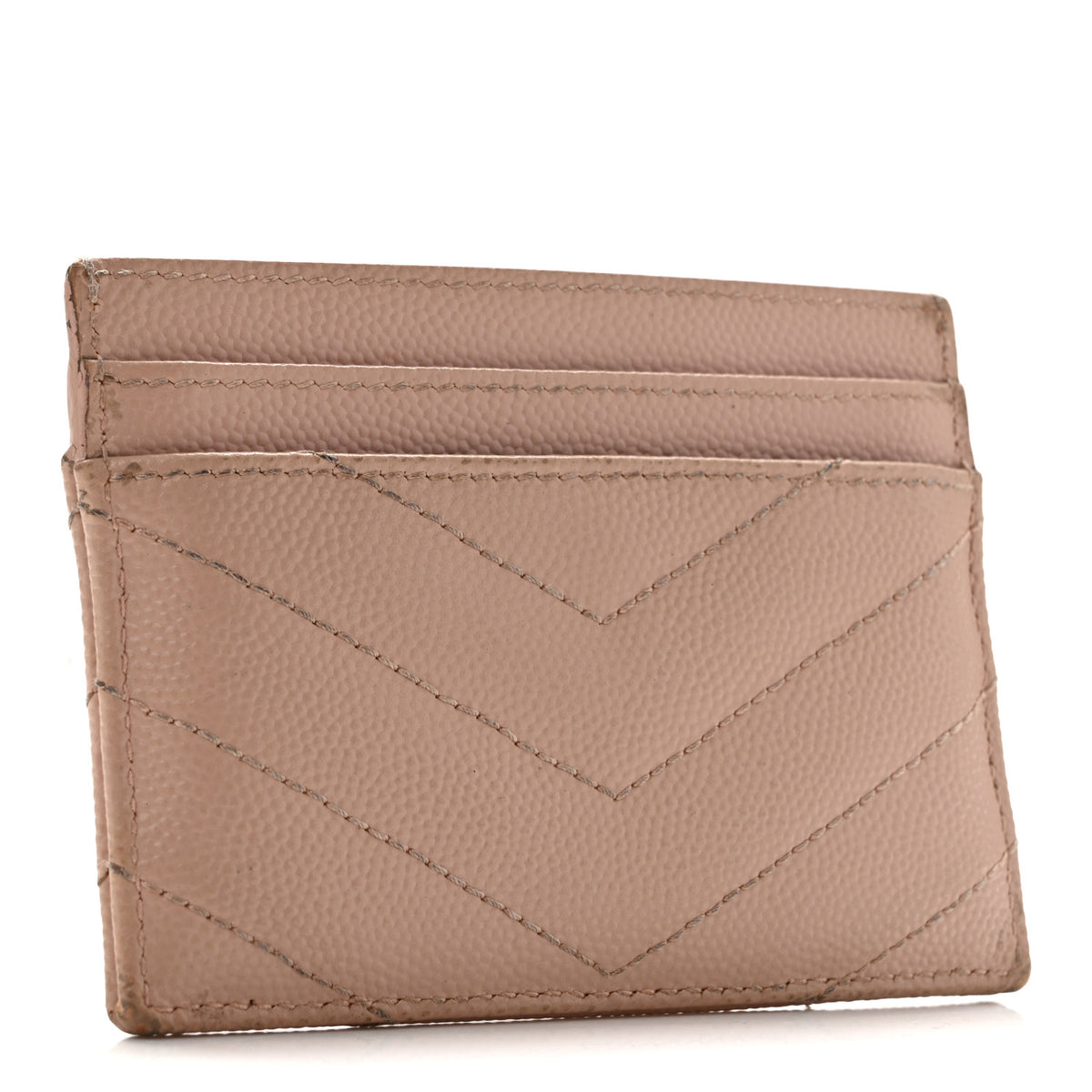 Grain De Poudre Matelasse Chevron Monogram Credit Card Case Pale Pink