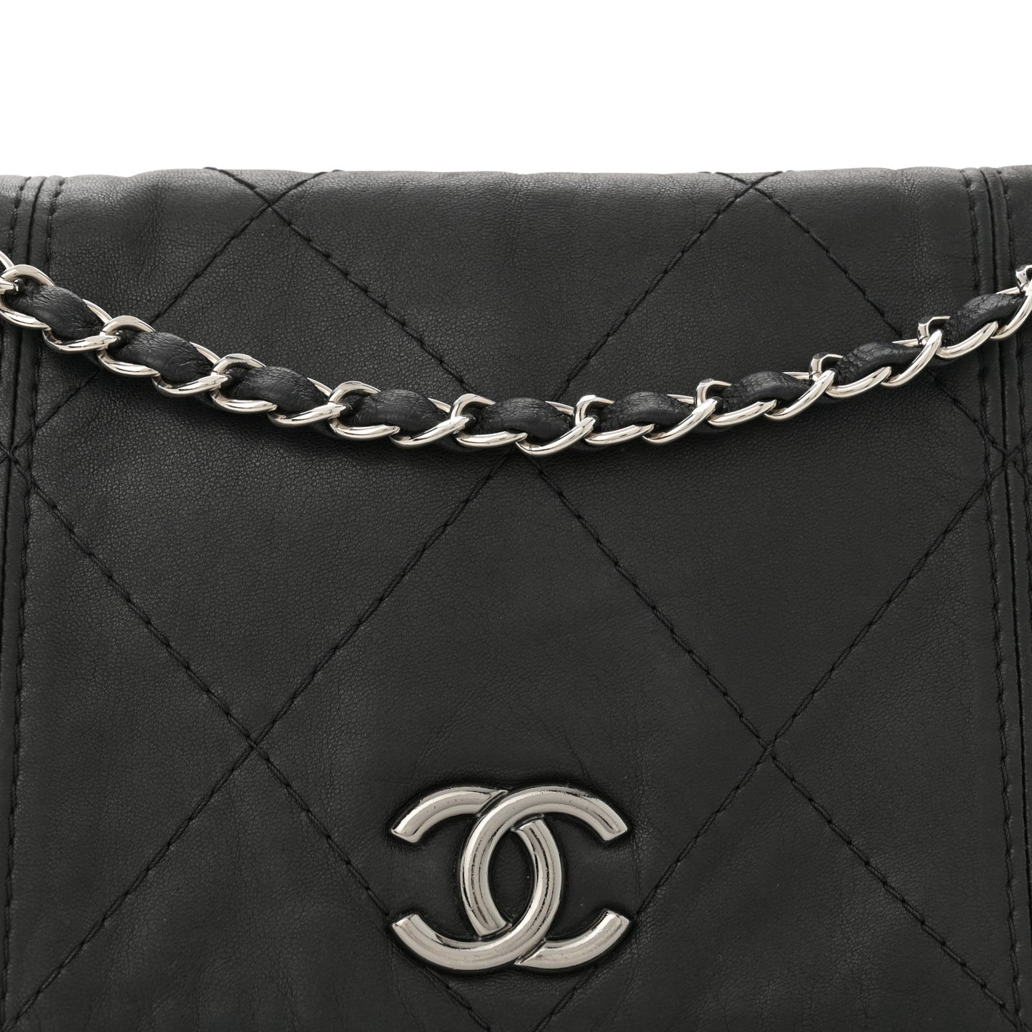 Lambskin Quilted Large Soft Touch Flap Black