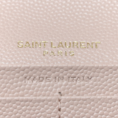 Saint Laurent Grain De Poudre Matelasse Chevron Monogram Flap Wallet Pale Pink 6 of 9
