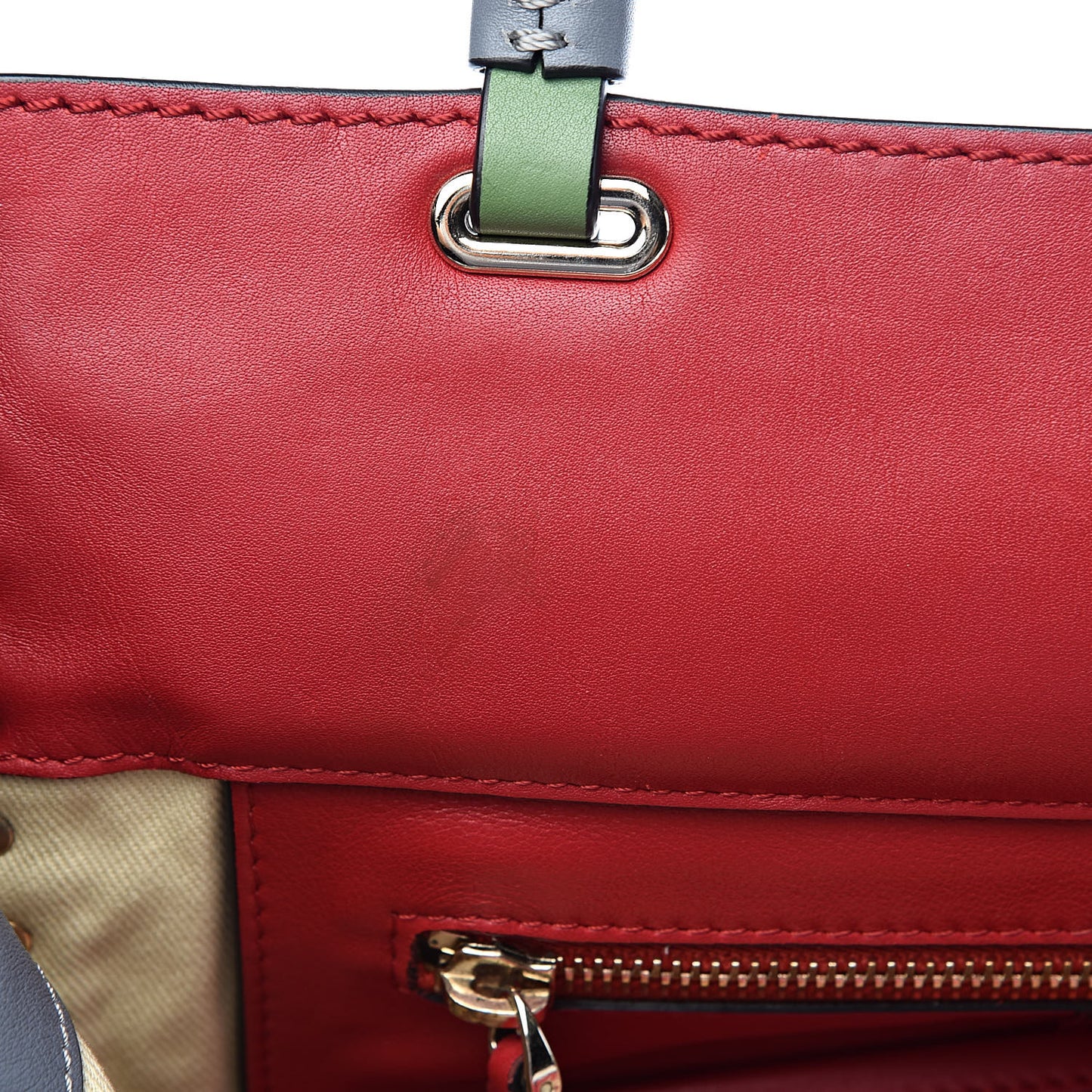 Vitello Colorblock Medium Rockstud Tote Deep Rose Clover Grey Scarlet
