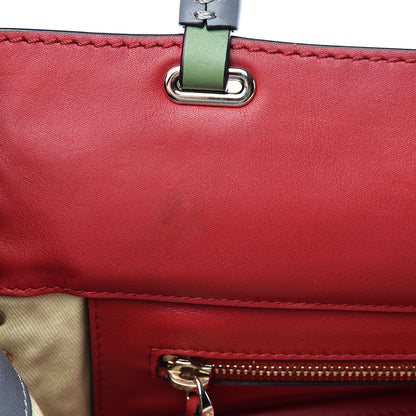Valentino Garavani Vitello Colorblock Medium Rockstud Tote Deep Rose Clover Grey Scarlet 8 of 14