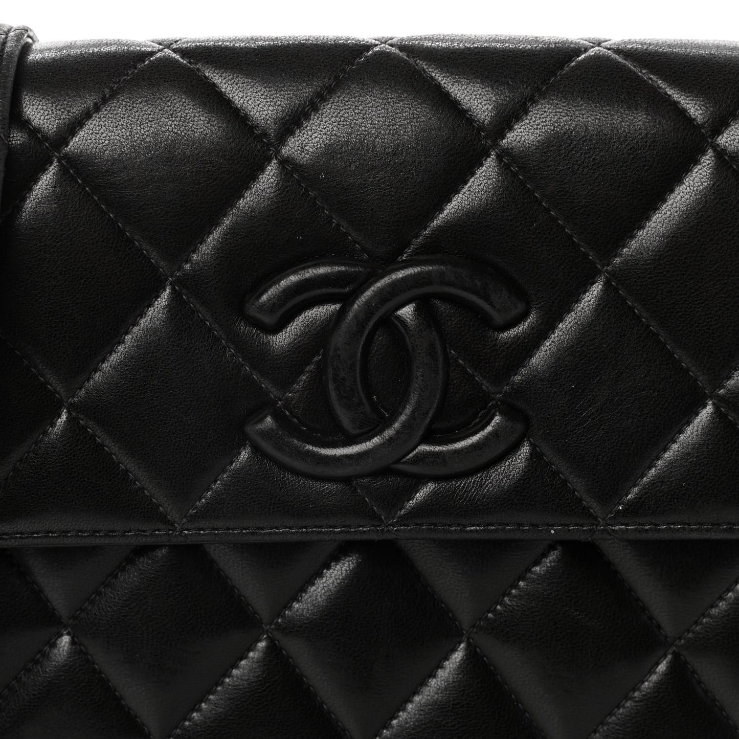 Lambskin Quilted CC Single Flap Shoulder Bag Black
