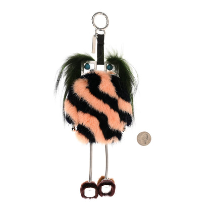 Fendi Calfskin Mink Fox Fur Witches Charm Pink Black 2 of 5