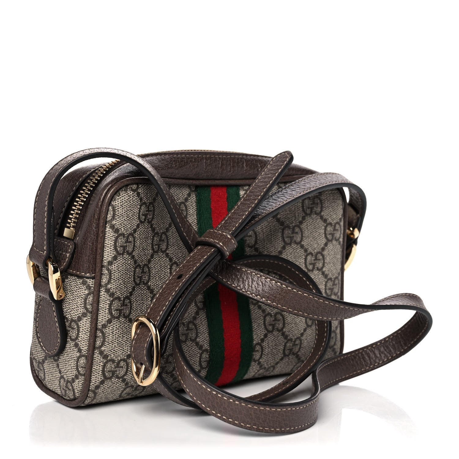 Gucci GG Supreme Monogram Web Mini Ophidia Shoulder Bag Brown 3 of 11