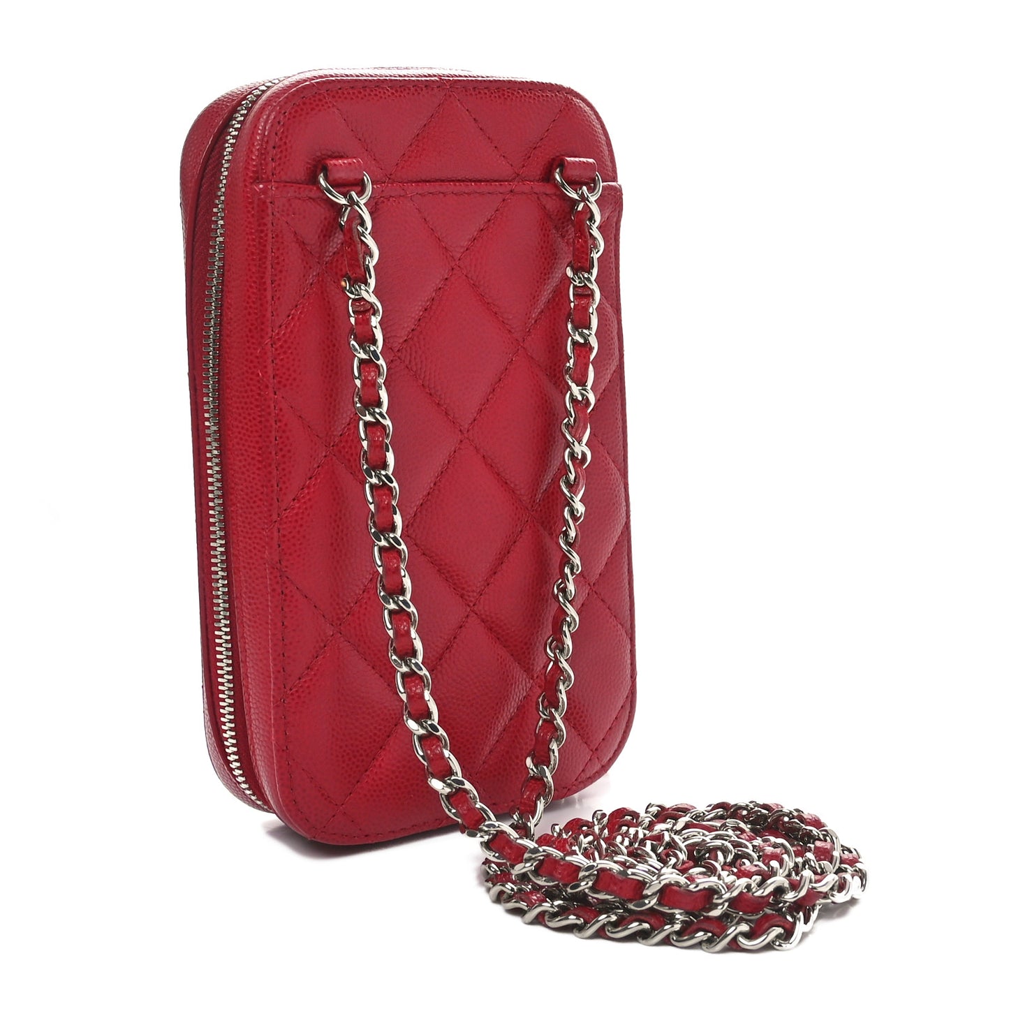 Caviar Quilted Phone Holder Wallet On Chain WOC Red