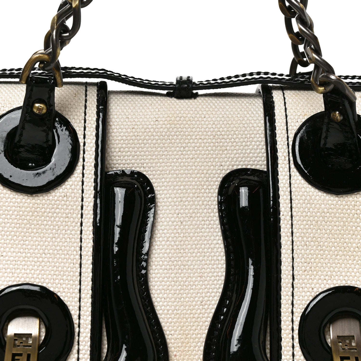 Fendi Canvas Patent B Bag  Corda Black 8 of 10