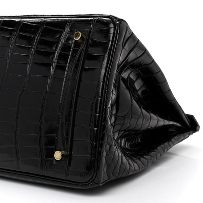 Hermes Shiny Porosus Crocodile Birkin 35 Black 10 of 13