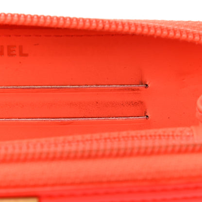 Chanel Patent Quilted Small Boy Zip Around Wallet Orange 10 of 13