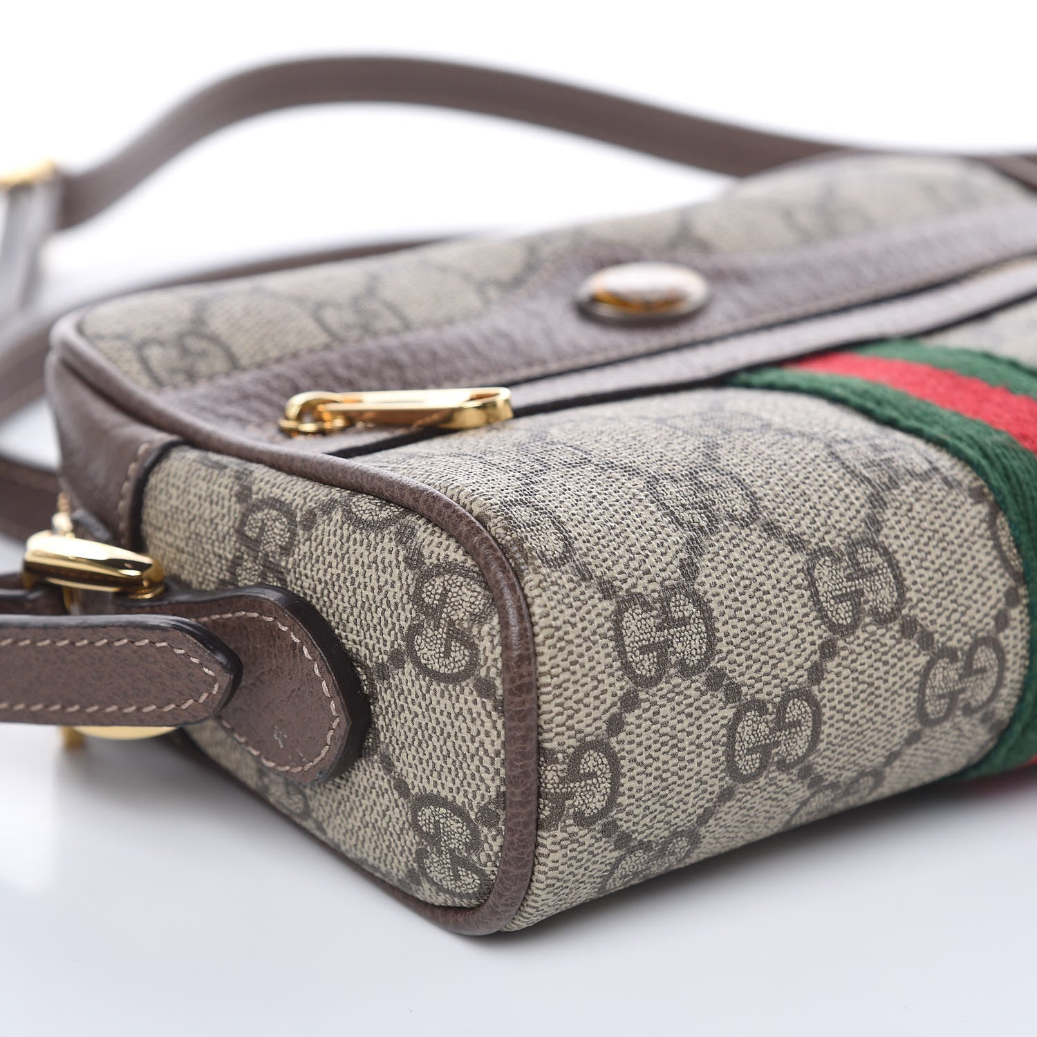Gucci GG Supreme Monogram Web Mini Ophidia Shoulder Bag Brown 8 of 11