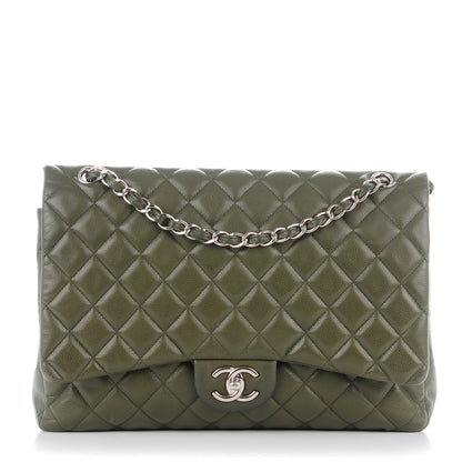 Chanel Caviar Quilted Maxi Double Flap Dark Green 1 of 9