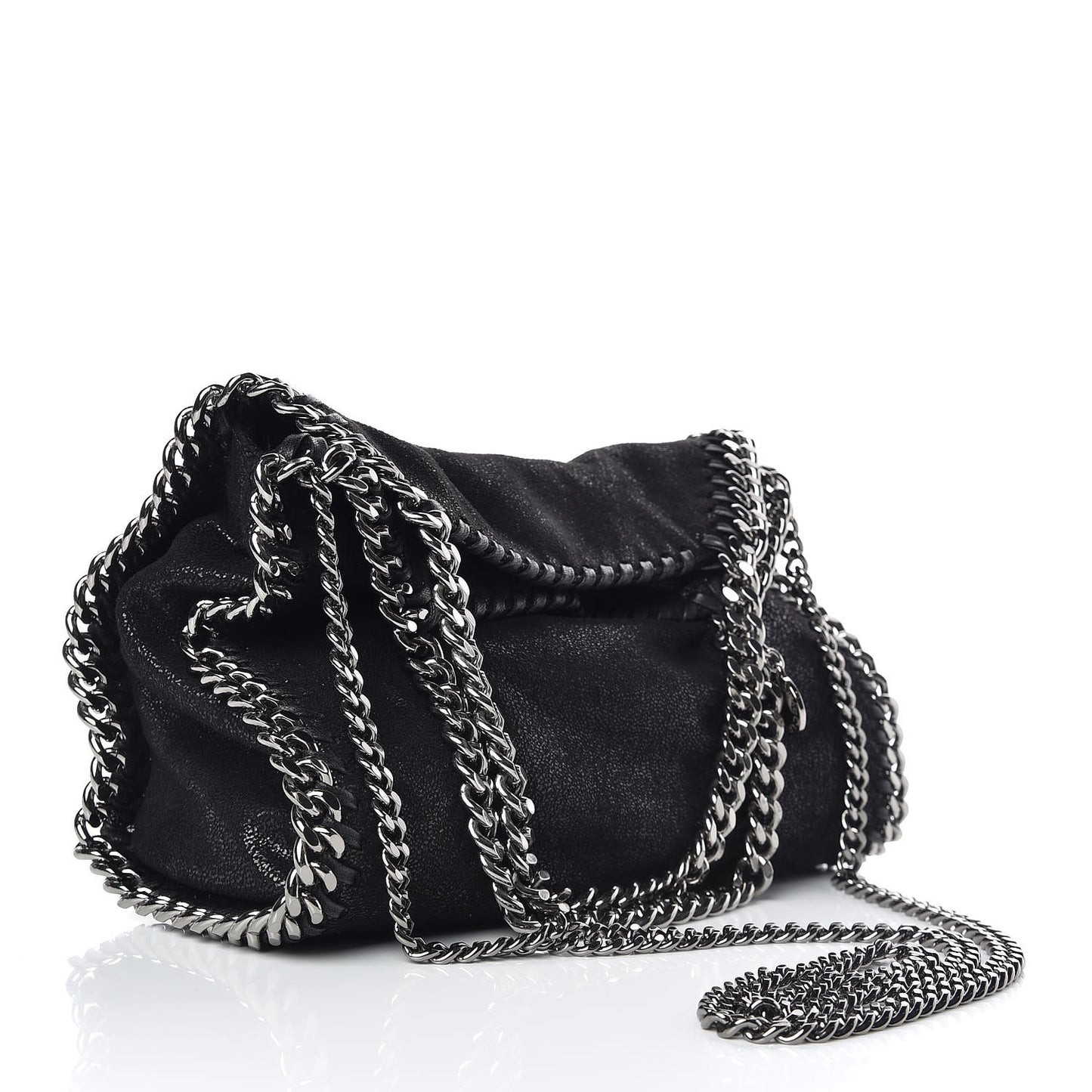 Shaggy Deer Mini Falabella Fold Over Tote Black