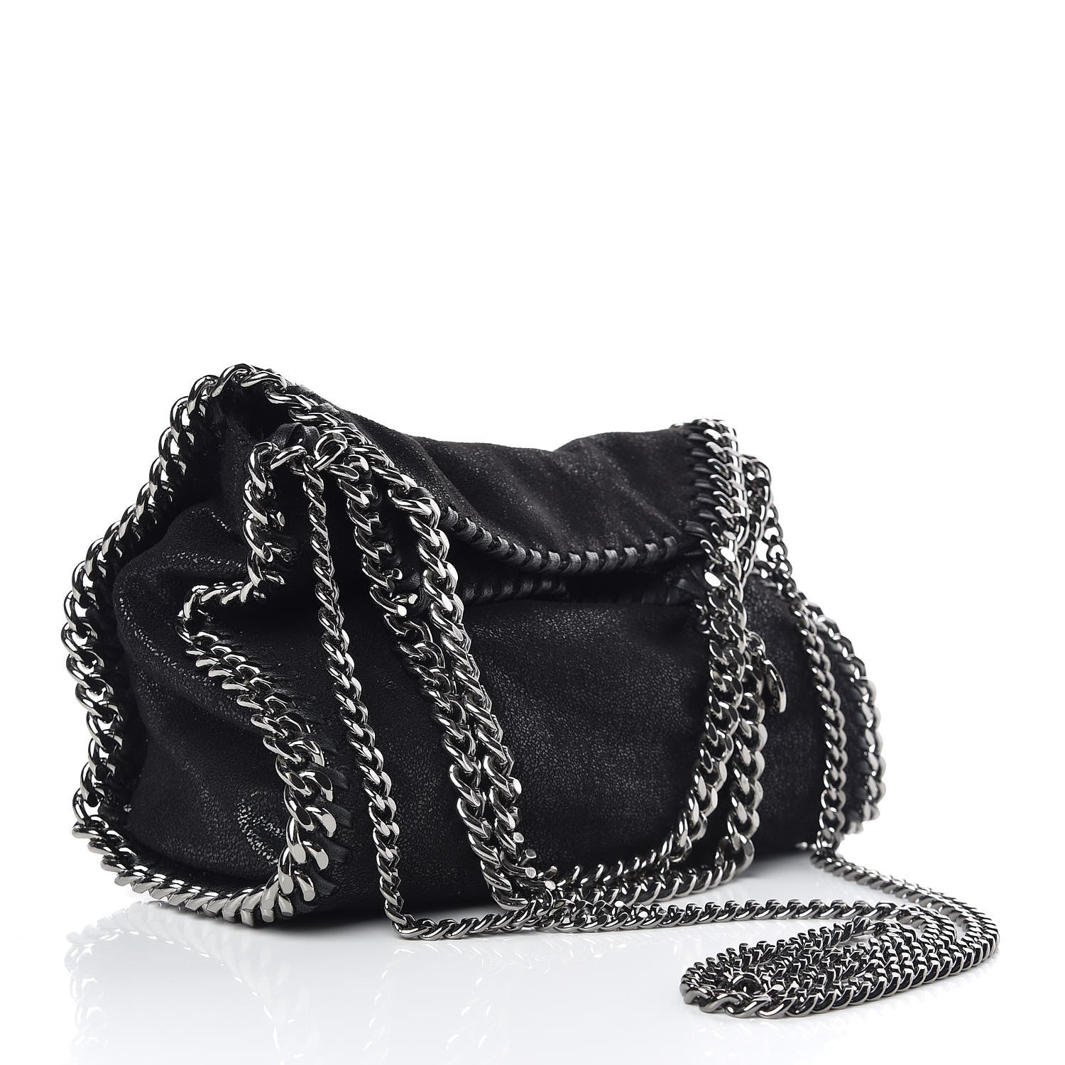 Stella McCartney Shaggy Deer Mini Falabella Fold Over Tote Black 3 of 9