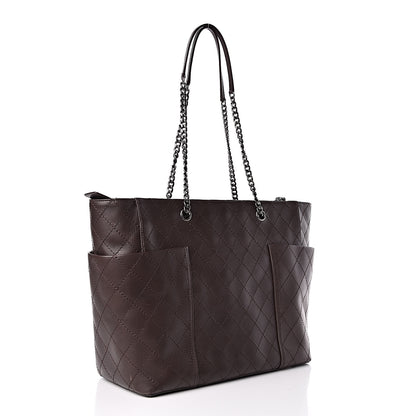 Chanel Calfskin Stitched CC Pocket Shopping Tote Dark Brown 3 of 9