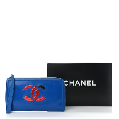 Chanel Vinyl Patent Lipstick Wristlet Wallet Blue 13 of 13