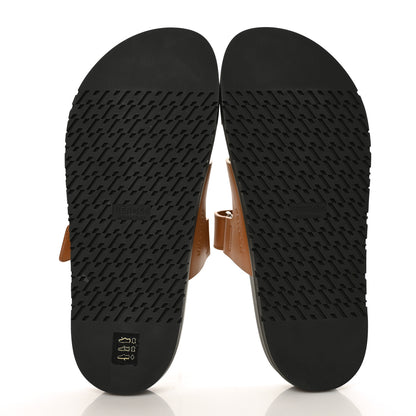 Hermes Calfskin Womens Chypre Sandals 39.5 Gold 5 of 9